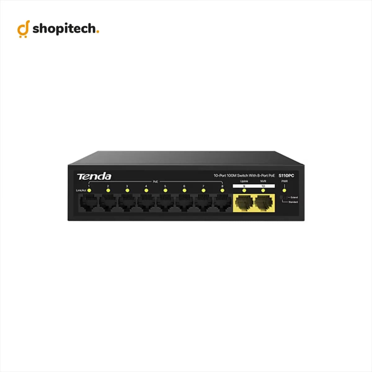 Switch PoE Tenda S11OPC - vue de face 10 ports