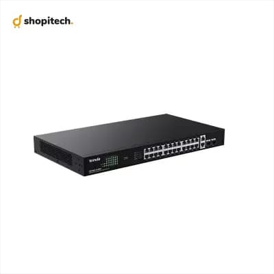 Switch PoE Gigabit Tenda TEG1128P 410W - vue de face 24 ports
