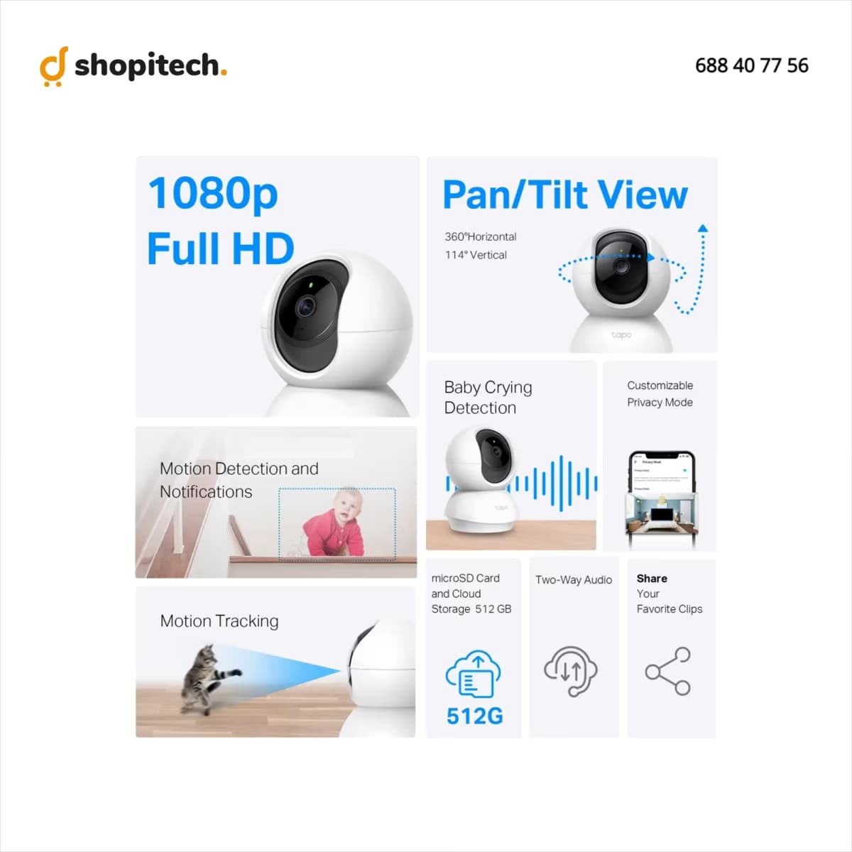 Caméra WiFi Intérieure TP-Link Tapo C200 - Pan/Tilt Full HD 1080P
