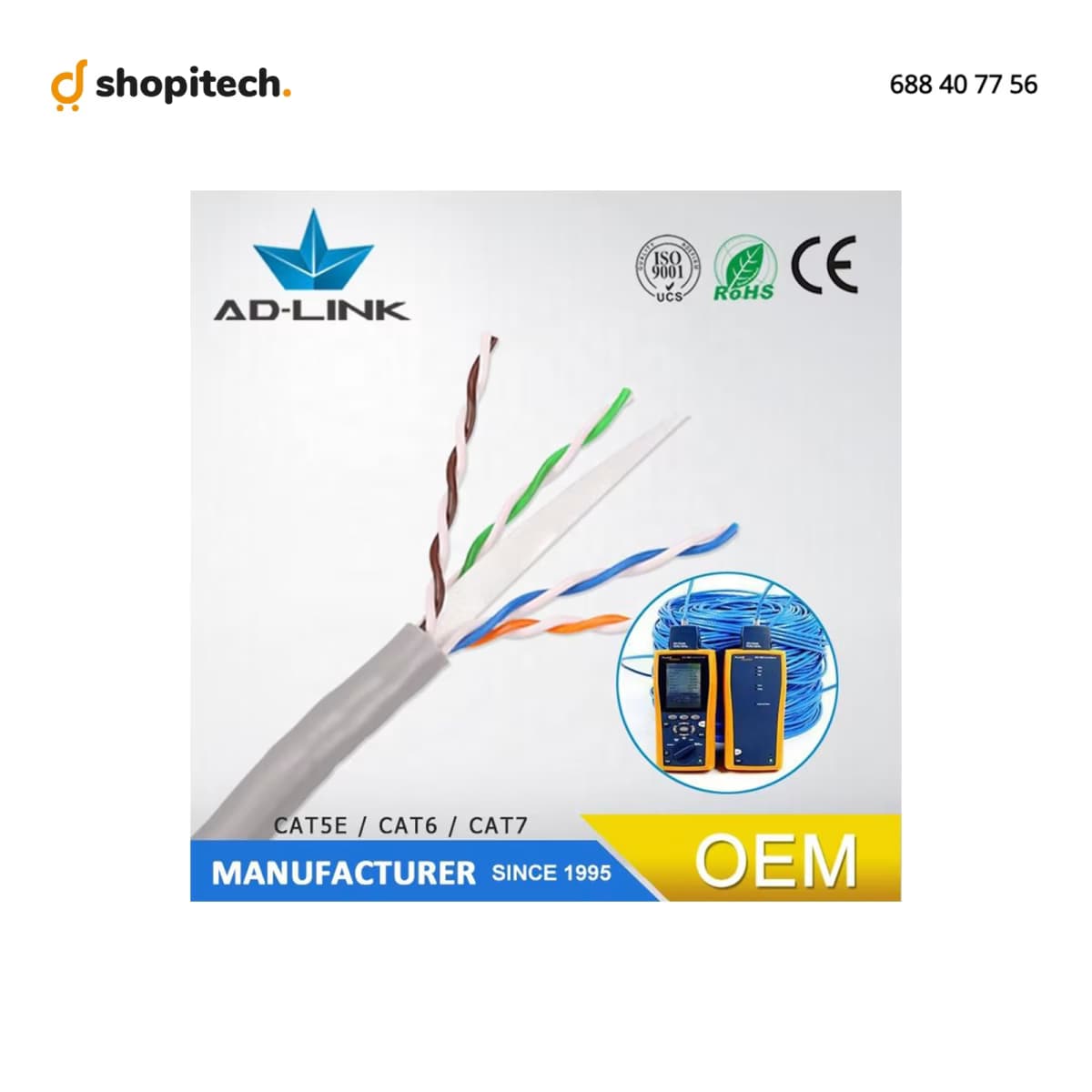 Câble Réseau CAT6A Intérieur Jaune 305M